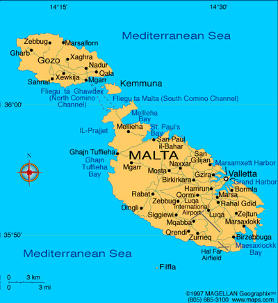 Kort over Malta